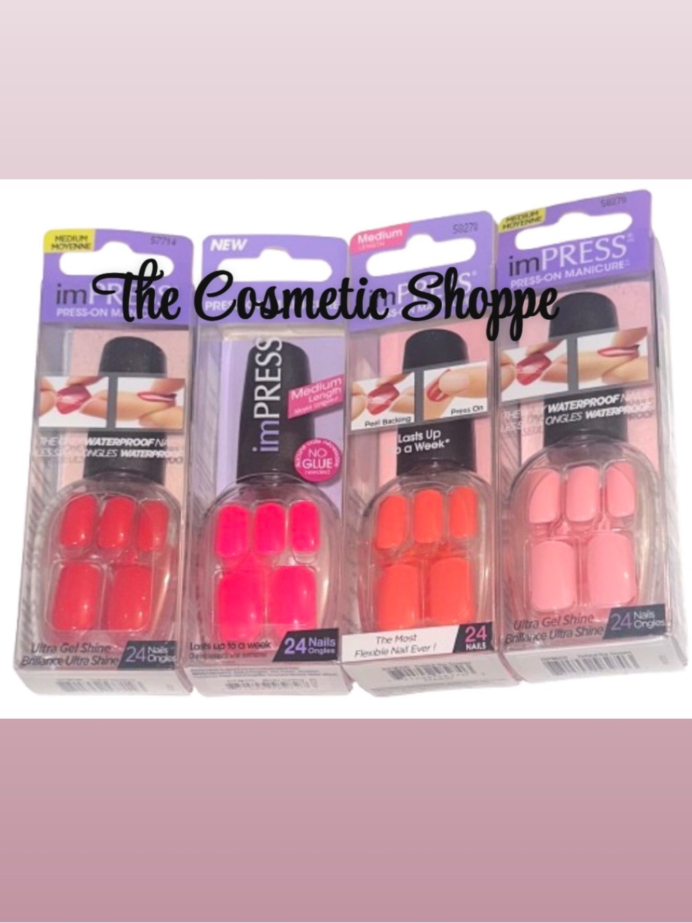 ImPress Solid Color Press On Medium Length Nails Bundle of 4 RARE sets!